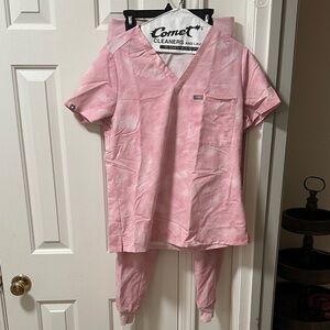 Figs Pink Tie-Dye Scrub Set